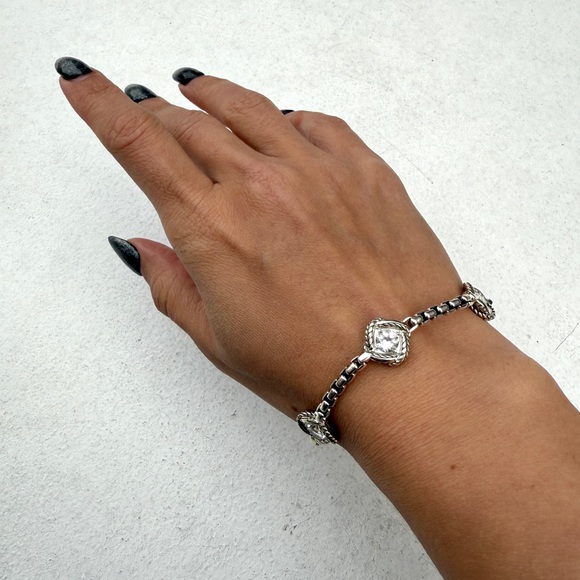 JAI Sterling Silver Box Chain Station Bracelet with Gemstone Accents (NEW) - Picture 6 of 6